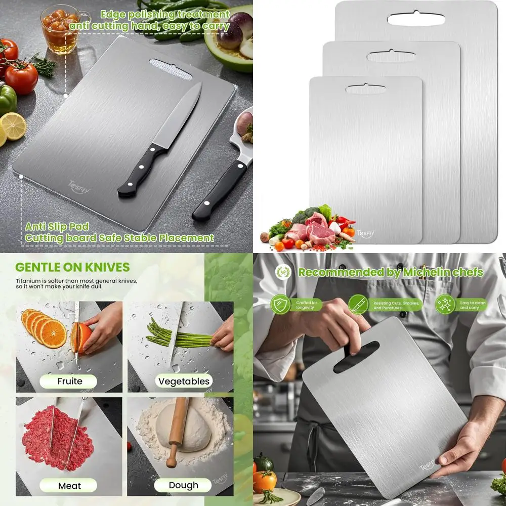 

Triple-Size Titanium Cutting Board Set - Pure Titanium, Easy Clean, Versatile for Kitchen Use (Medium, Large, Extra Large)