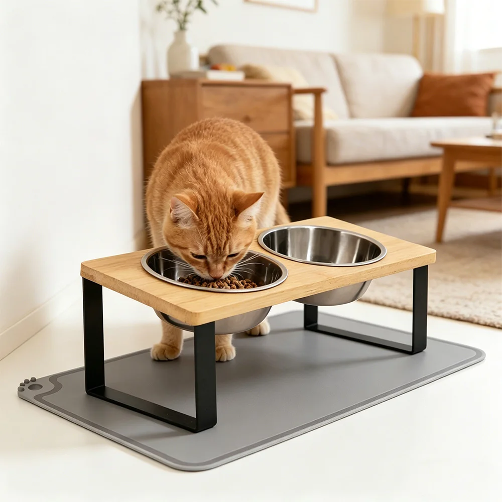 Comedero doble antideslizante para gatos y perros en acero inoxidable - imagen 5