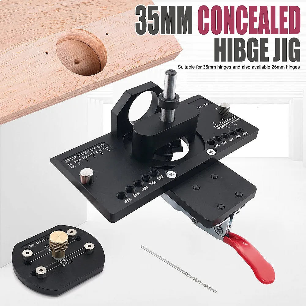 Adjustable 35mm Hinge Jig Drill Guide Cabinet Door Hole Positioning Tool