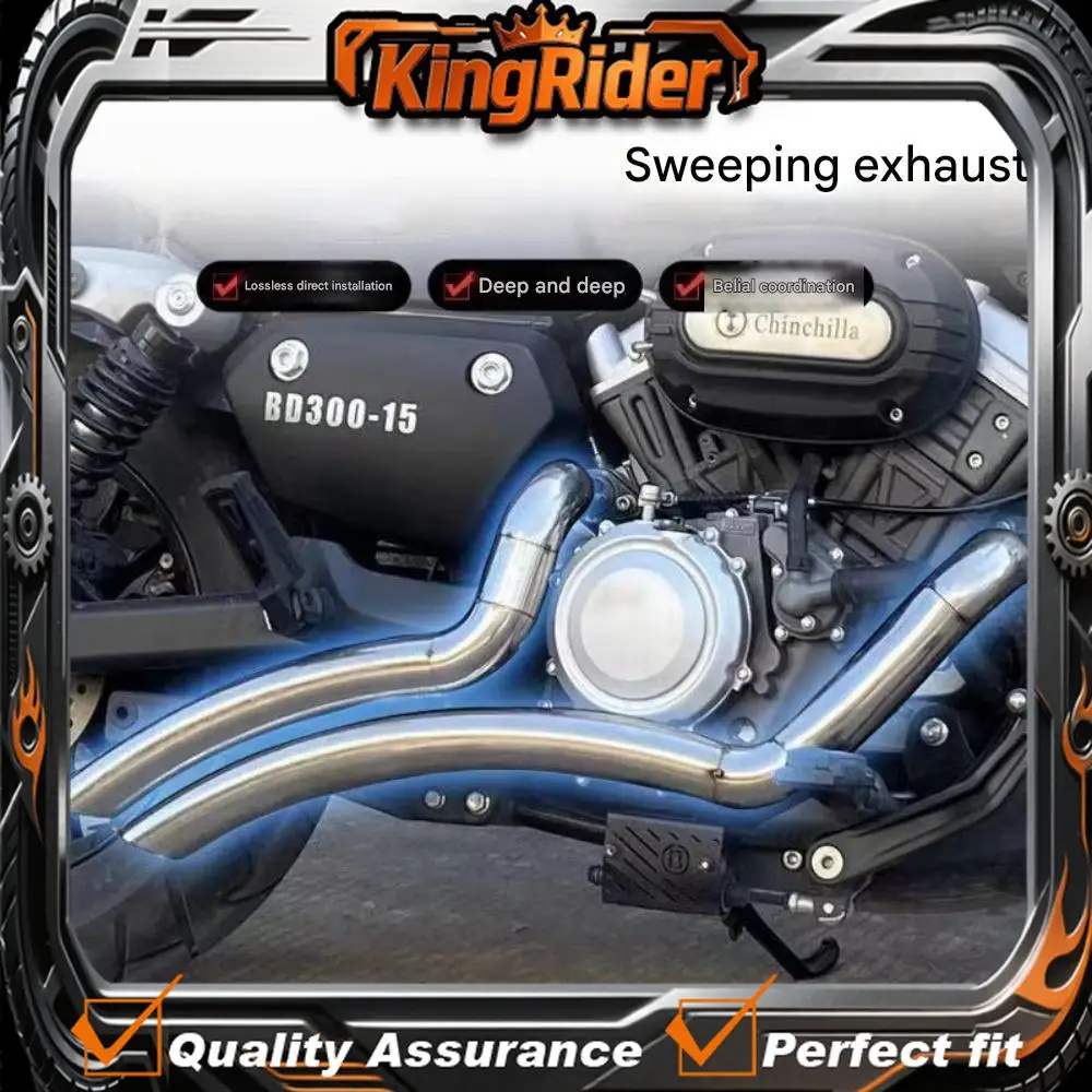 【Supreme quality】BENDA CHINCHILLA 300 Retro Modified Exhaust System with Dual Outlets and Dual Straight Pipes