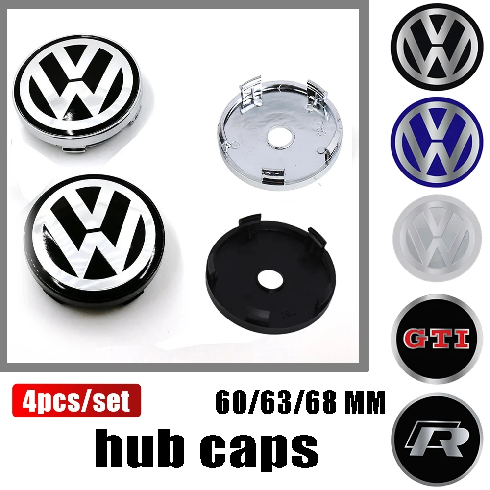 56/60/63/65/68mm Car Styling Wheel Center Covers Emblem Hub Caps Stickers Auto Refit Accessories For Volkswagen VW GTI R Badge