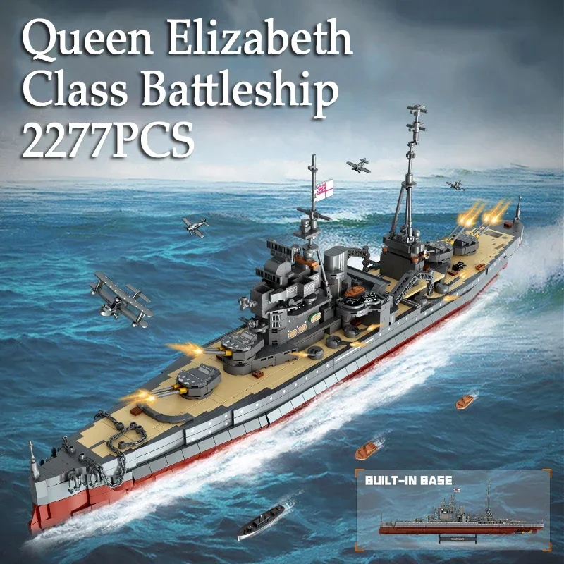 

2277Pcs Queen Elizabeth Battleship Building Block Model Sea Warship Toy Christmas Gift