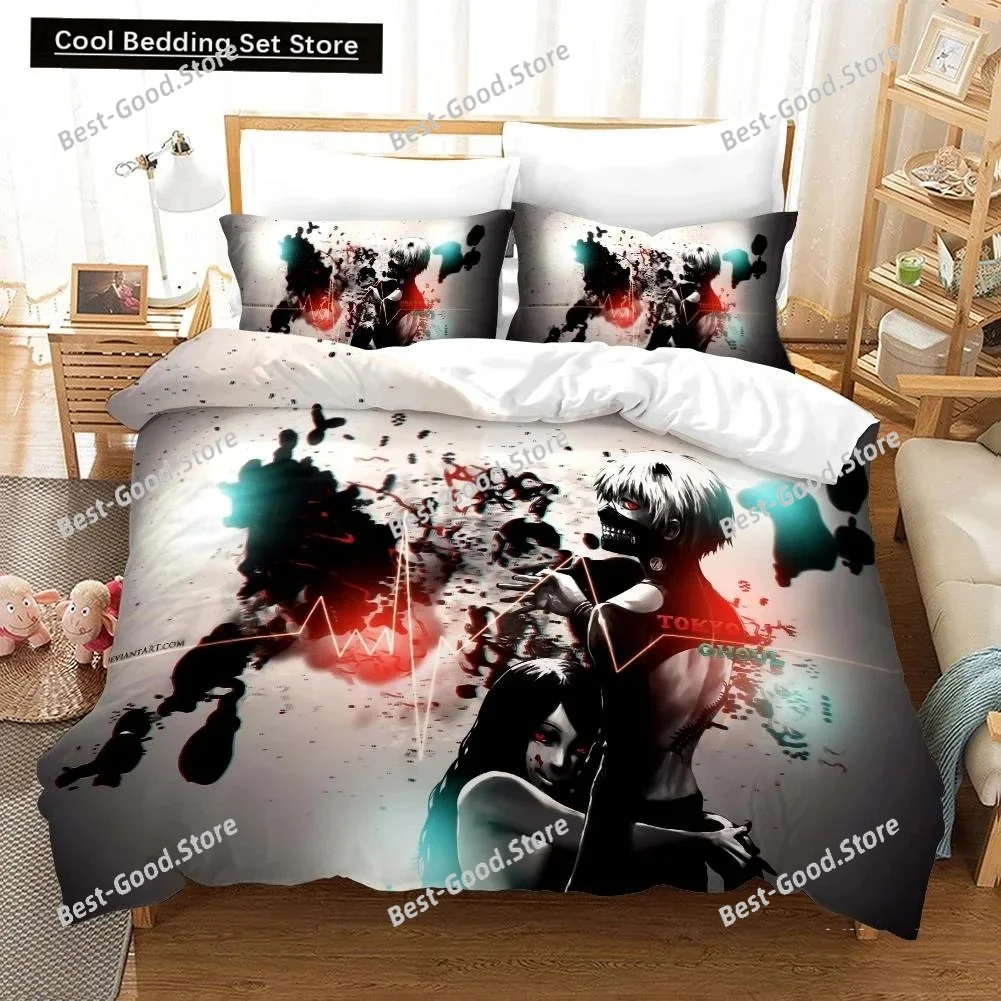 3D Printed Cartoons Tokyo Ghoul Kaneki Ken Bedding Set Duvet Cover Double Twin Full Queen King Adult Kids Bedclothes Quilt Cover