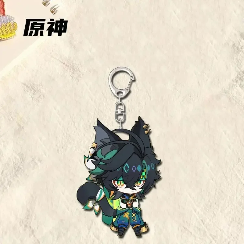 Game Genshin Impact Kinich Keychain Man Key Chain Women Accessories Cute Bag Pendant Key Ring Acrylic Cartoon Friends Gifts