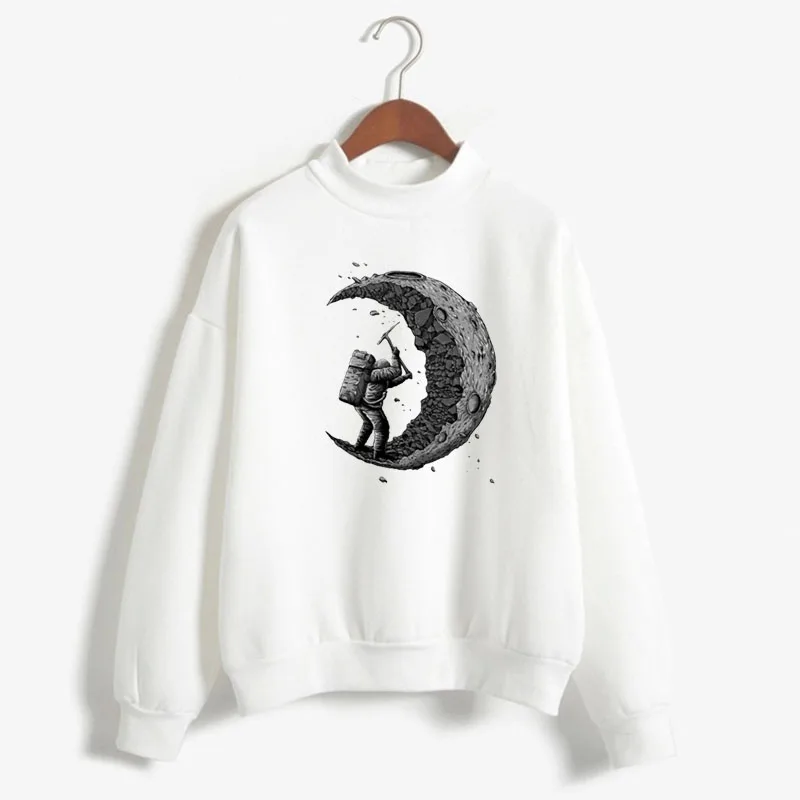 

Digging the moon Sarcastic Graphic Printed Hoodies Women Fleece Long Sleeve O Neck Loose Sweatshirt Women Hoodie Pullover Autumn