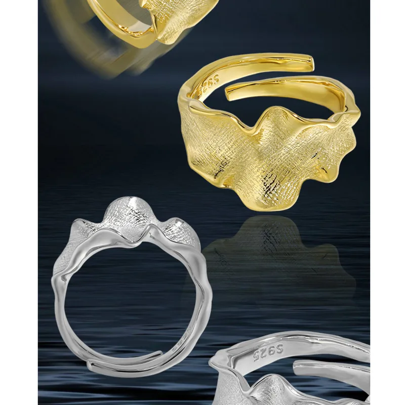 S'STEEL Sterling Silver 925 Irregular Wrinkles Ring For Women Matching Luxury Brand Gold Ringen Trends 2023 Accessories Jewelry