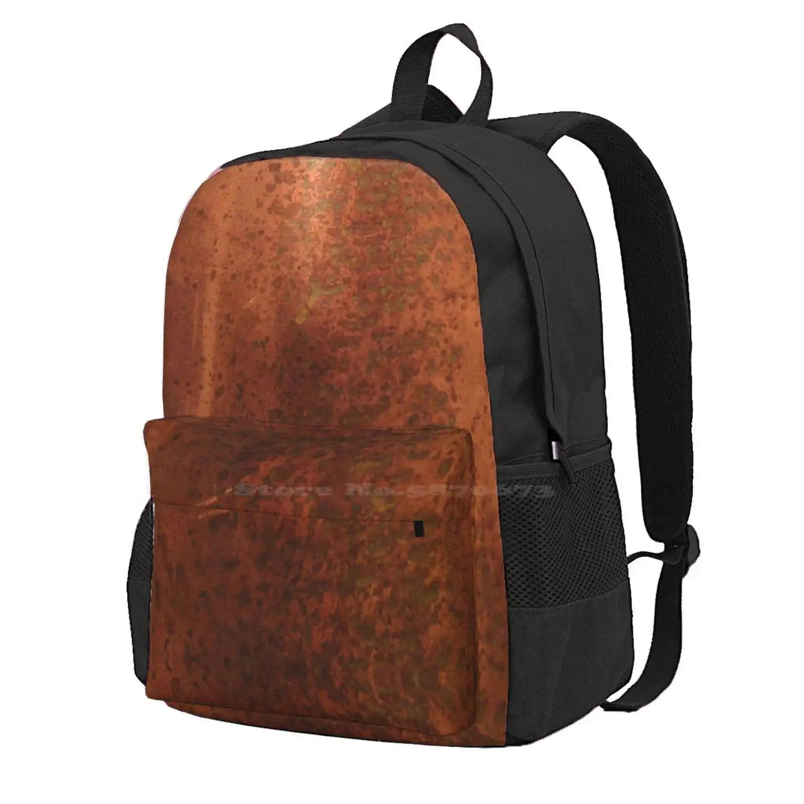 Pitted Copper Hot Sale Schoolbag Backpack Fashion Bags Copper Pitted Cooper Aged Metal All Over