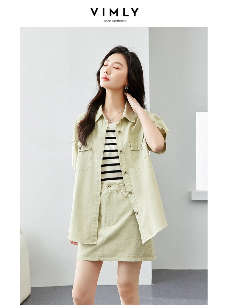 Summer Women's Casual Skirt Sets 2Piece Solid Turndown Collar Button Cardigan Blouse Shirt+Mini Straight Skirt Commuter Suit