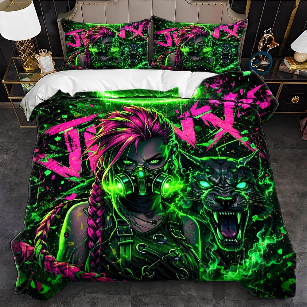 3Pc Cyberpunk Style Anime Boy Print Duvet Cover Set, Two-Dimensional Tech-Style Bedding Three-Piece Set, 1 Duvet Cover Plus 2 Pillowcases, Tech-Inspired Neon City Character Pattern Bedding Set, Four-Season Universal Machine-Washable Skin-Friendly Fabric Bedding Set, Large Duvet Cover Set with Invisible Zipper, Double Bed Cover Set, Universal Duvet Cover and Pillowcase Set for Home, Dormitory, Master Bedroom, Guest Room, Personalized Trendy Mecha-Style Youth Bedding