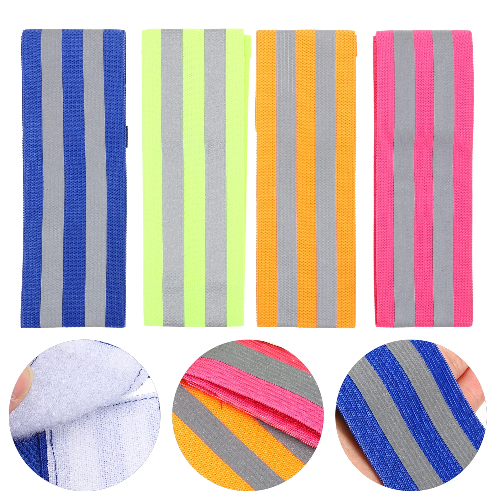 

4 Pairs Reflective Wrist Strap Bands Wristbands Running Tape Gear for Runners Polyester Armband Night