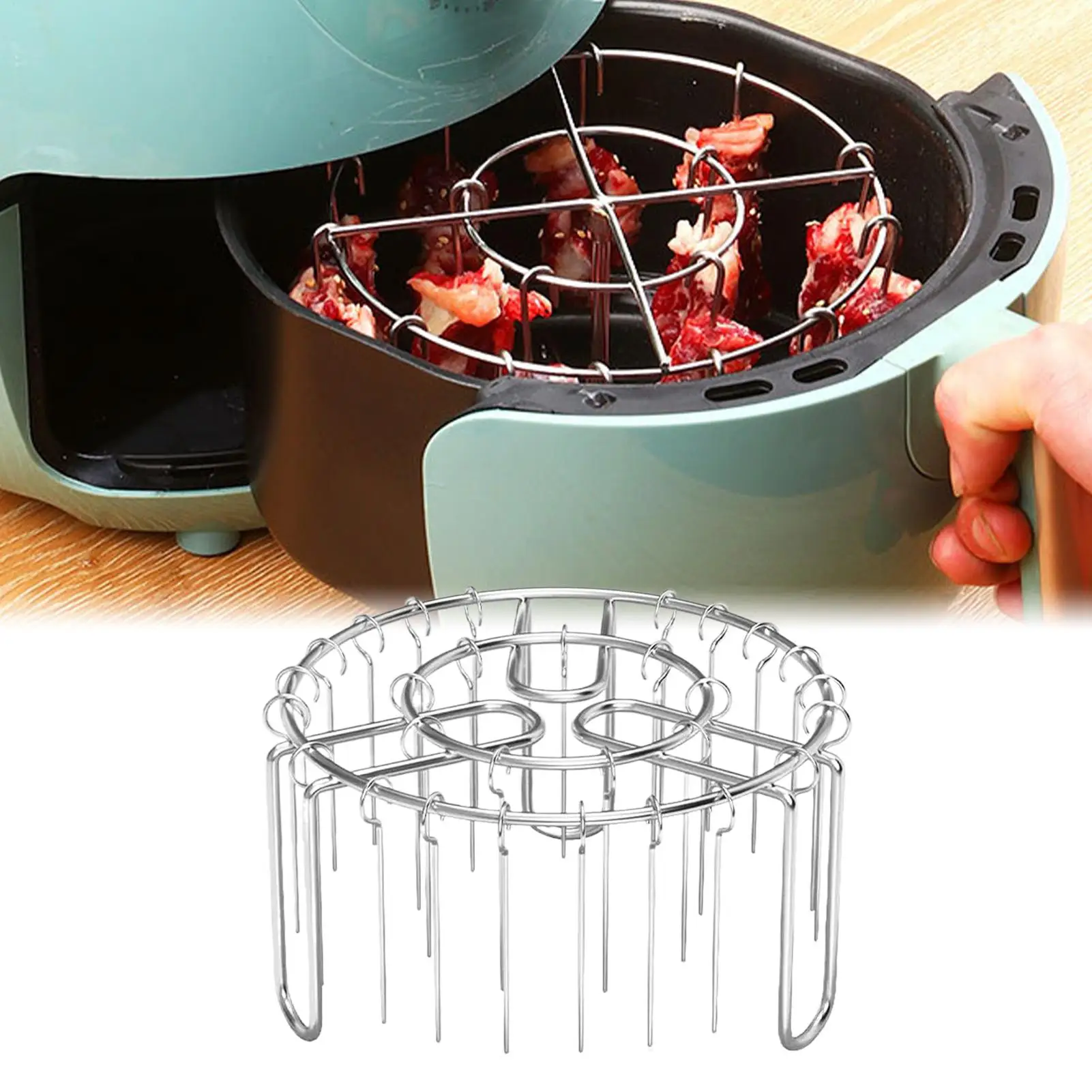 24 Skewers Air Fryer Stainless Steel Grill Vertical Skewer Hanging Oven Kebab Rack Kebab Holder Kitchen Gadgets Grill