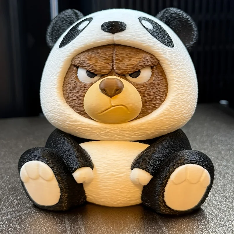 Cute Bear in Panda Coat Sculpture Ornament, 3D Printed Collectible Figurine, Desktop, Car & Home Decor, Easter Festival Decorati