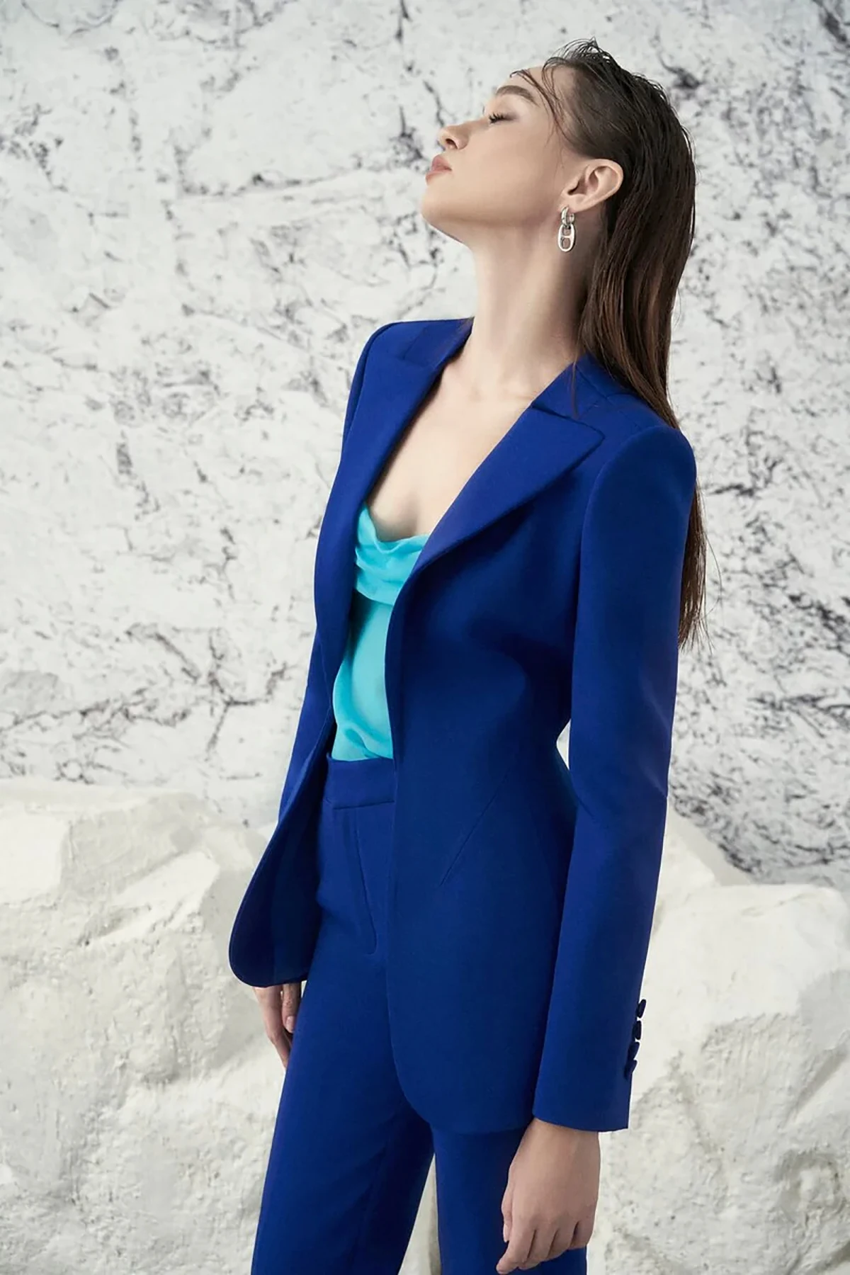 Elegant Blue Women Pants Suits Mother Of The Bride Blazer Sets Custom Made For Lady Party Prom Wear 2 Pieces