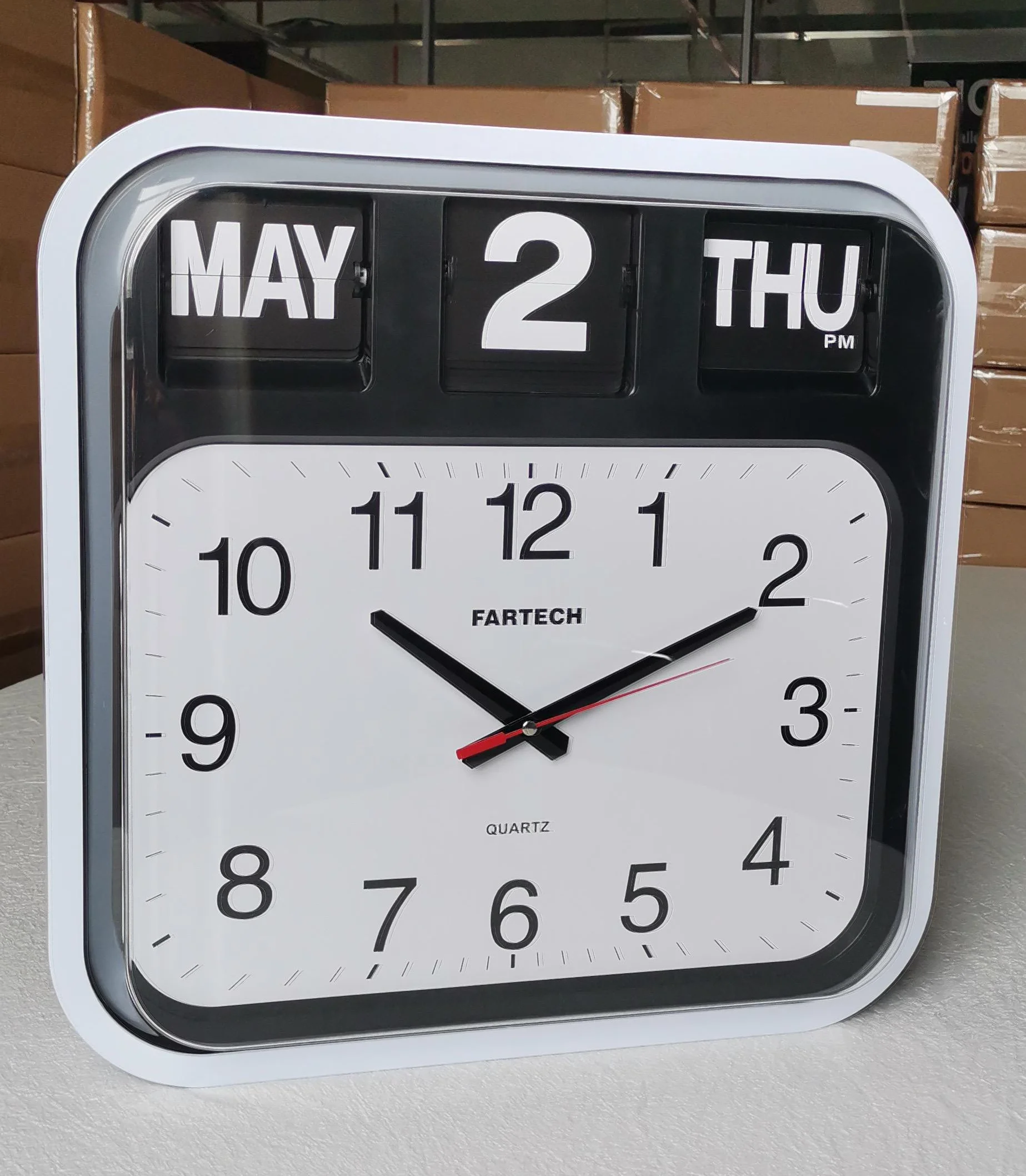 Fartech Modern Minimalist Flip Clock Living Room Atmospheric Wall Clock Mechanical Flip Clock Perpetual Calendar Quartz Clock