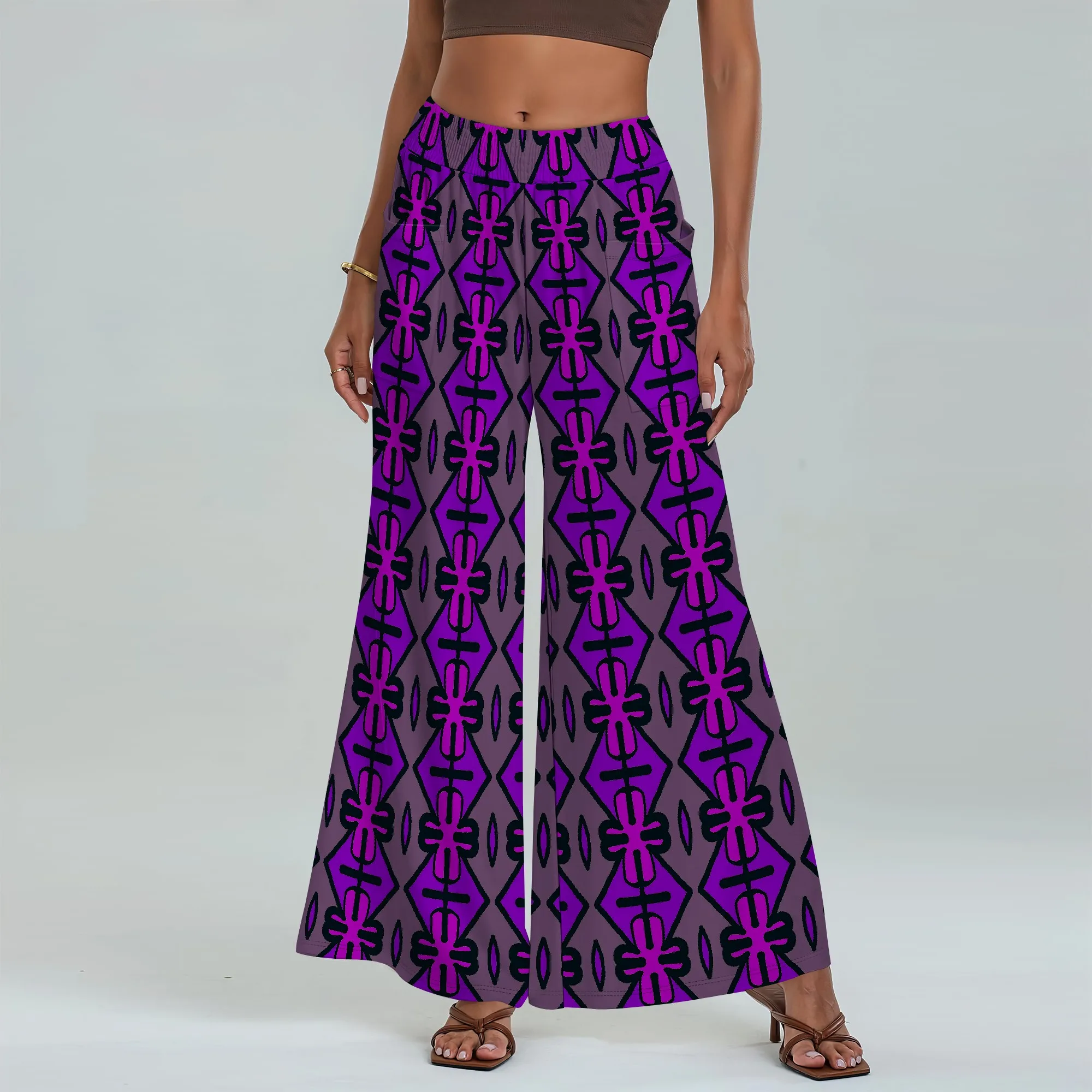 

Women's Wide Leg Pants with Pockets All Seasons Casual Comfort Totem Pattern for Tribal Festival Beach Luau