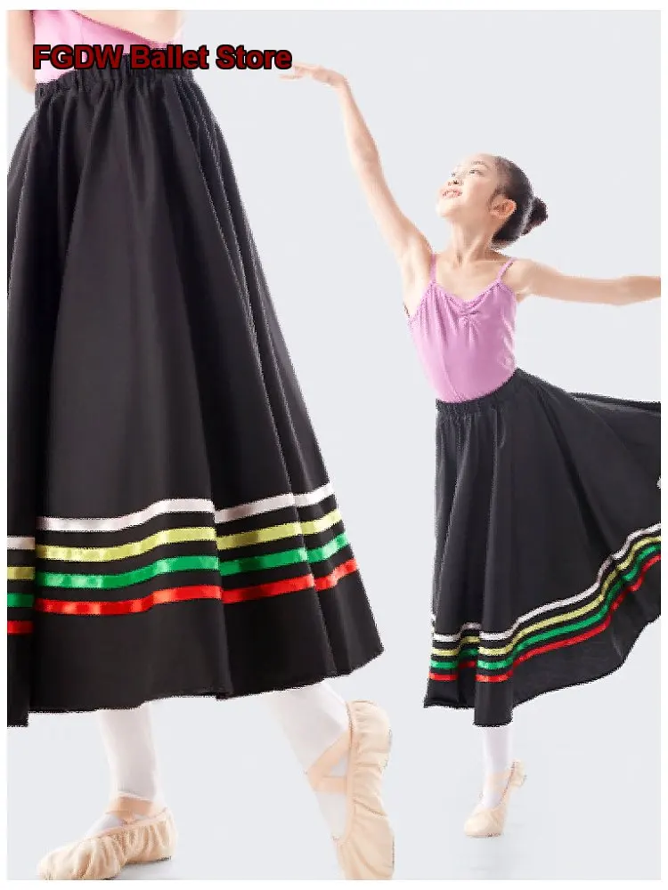 Jupe de danse folklorique pour enfants, jupe représentative pour l'entraînement aux examens de niveau de la Royal Academy, jupe longue de danse folklorique pour enfants