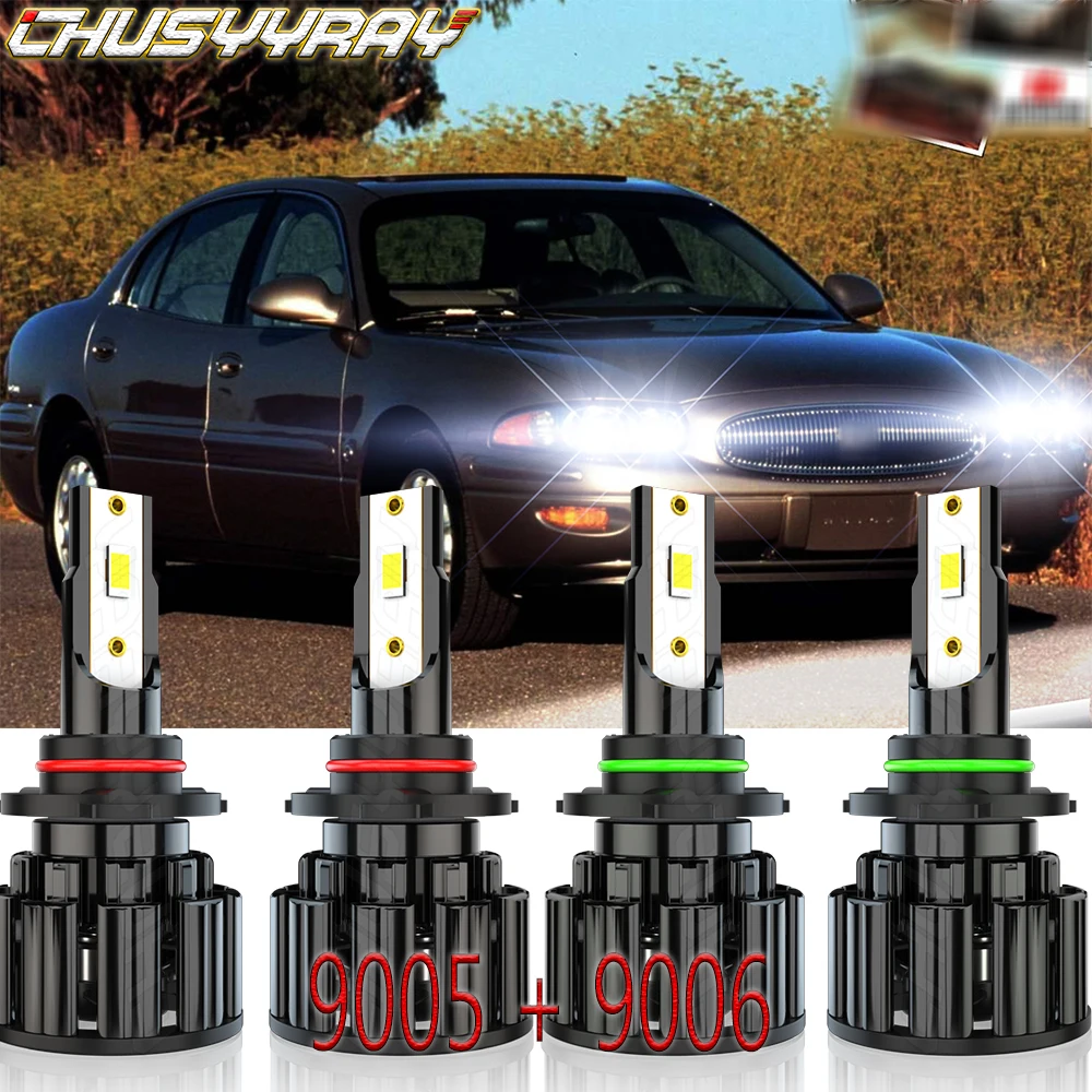 

CHUSYYRAY Car Lights Compatible For Buick LeSabre 2000-2005 4x 9005 9006 Hi/Lo Beam Bulbs Combo 6014K Pure White Car accsesories