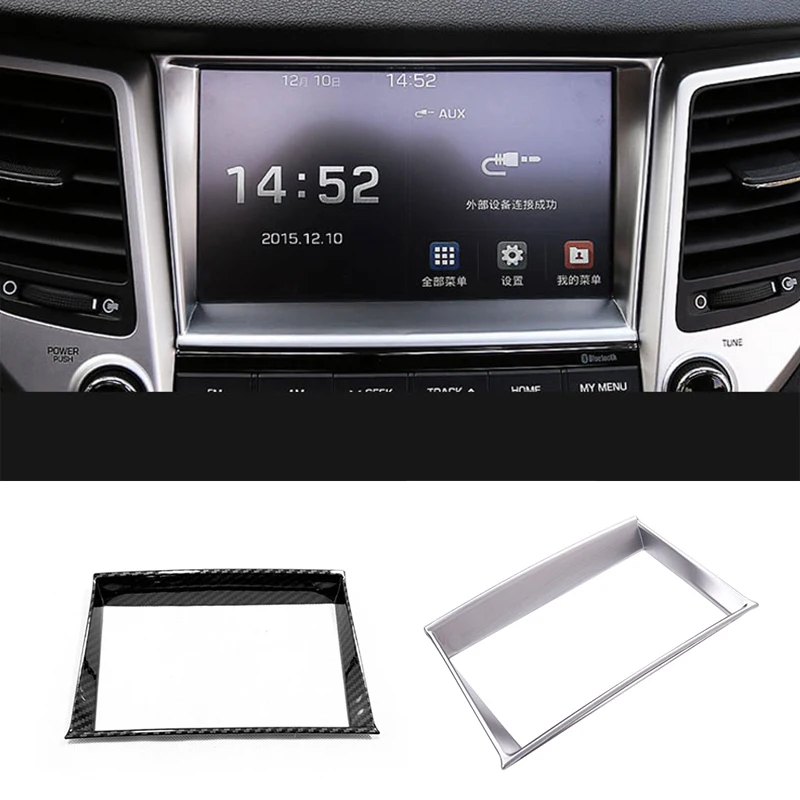 

For Hyundai Tucson 2016 2017 2018 Accessories ABS Carbon fiber Control Navigation Decorative Frame Cover Trim Car Styling 1pcs