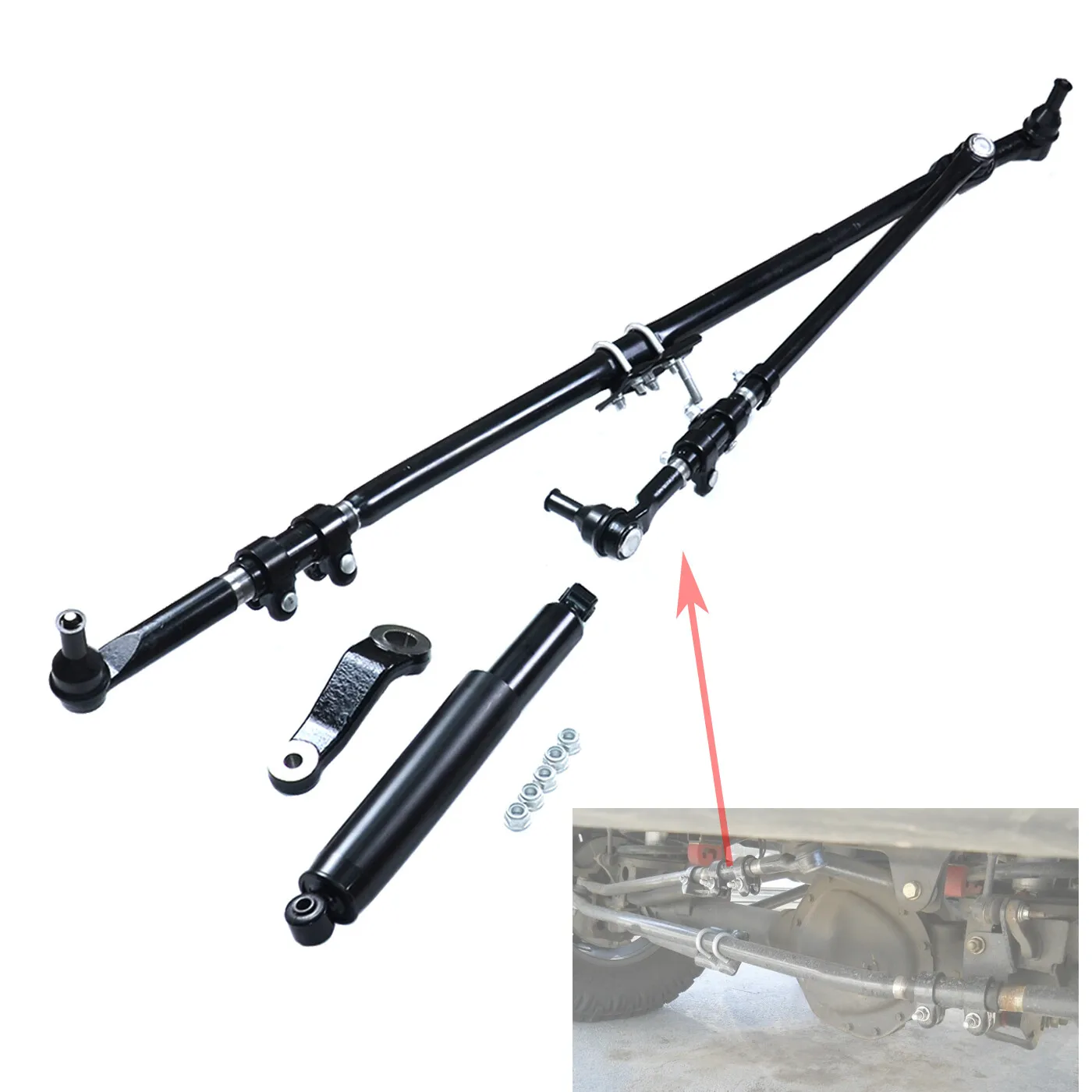 AP01 New Upgrade Steering Linkage Drag Link Tie Rod Kit For Dodge Ram 1500 2500 3500 5154661AC, 52122362, 52122362AL, 6505623AA, 68039930AA