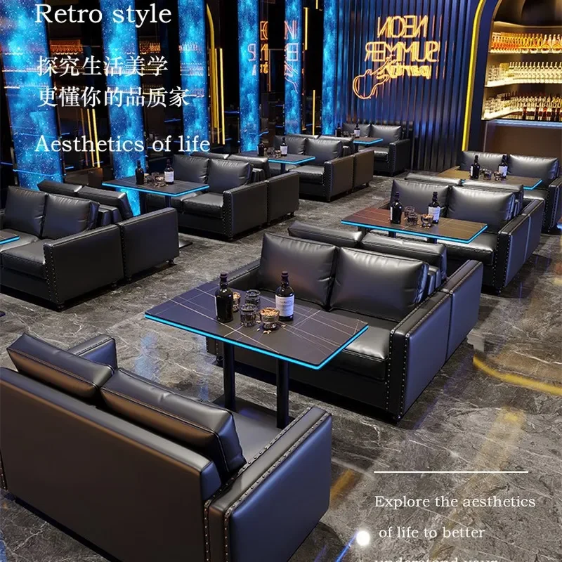 for Bar Table and Chair Set KTV Sofa Pub Restaurant Booth Cafe Milk Tea Shop Luminous Table