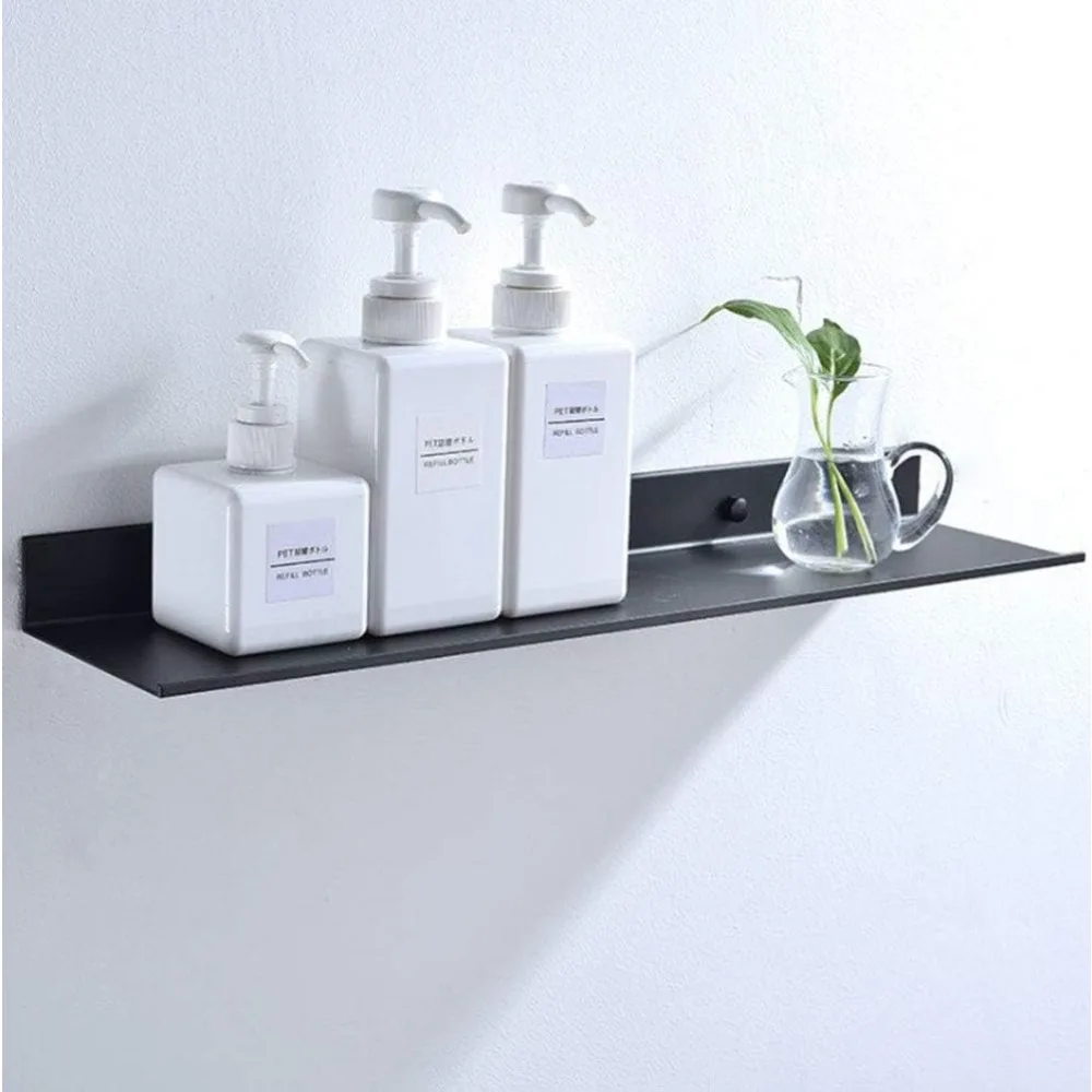 Floating Wall Rack Bathroom Metal ，Space Saving ，Rust Proof，Super Strong -15/20/30/40/50cm - Black