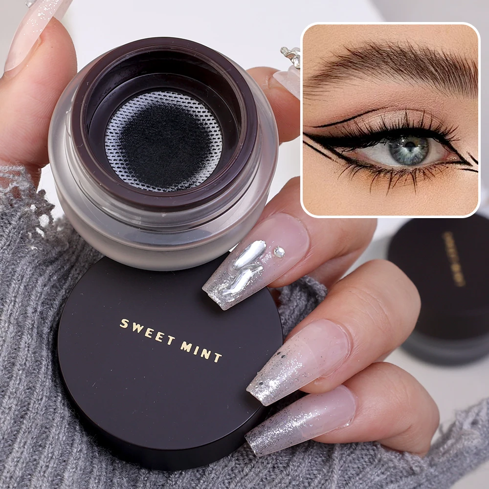 Smooth Eyeliner Cream with Brush Waterproof Quick Drying Lasting Black Brown Eye Liner Gel Not Blooming Eye Shadow Makeup Tools