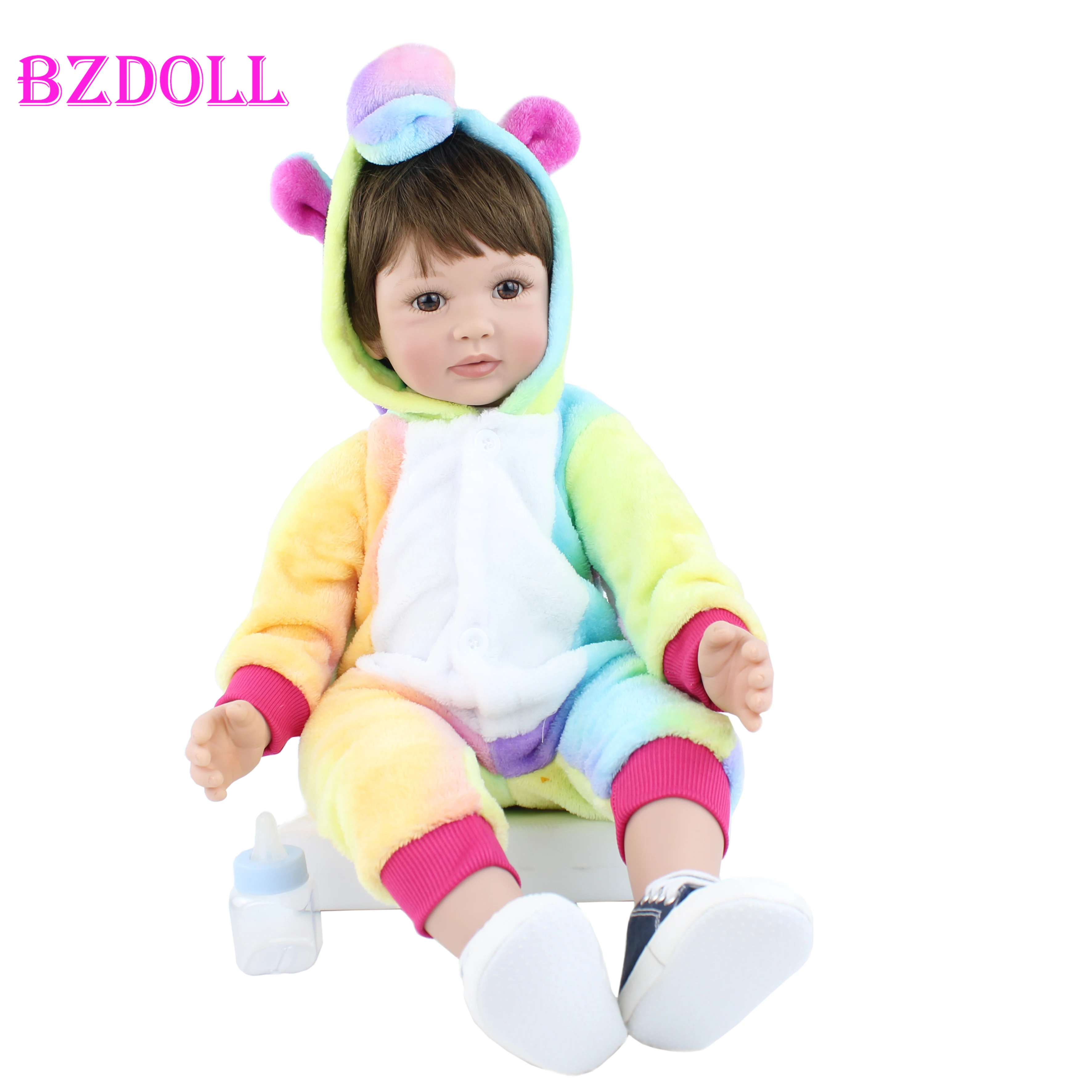 60CM Silicone Reborn Boy Doll Like Real Vinyl Toddler Babies For Girl Realistic High-end Collectible Artwork Dress Up Bebe