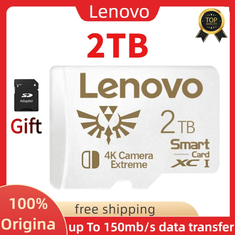 Lenovo-Cartão de Memória de Velocidade Rápida, TF Flash Card para Nintendo Switch/Lite, Consola de Jogos Acessórios, Micro TF, A2, 1TB, U3, 2TB