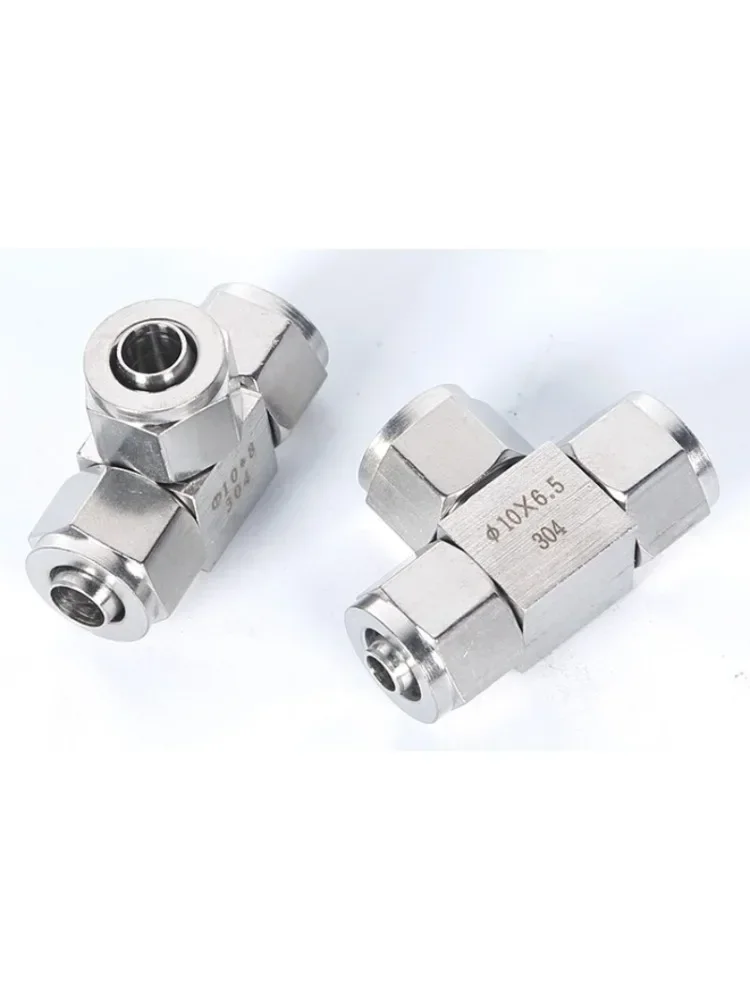 4 6 8 10 12 14 16 mm Hose Quick Twist Equal Reducer Tee 3 Ways Coupler Connector 316L 304 Stainless Steel Pneumatic Air