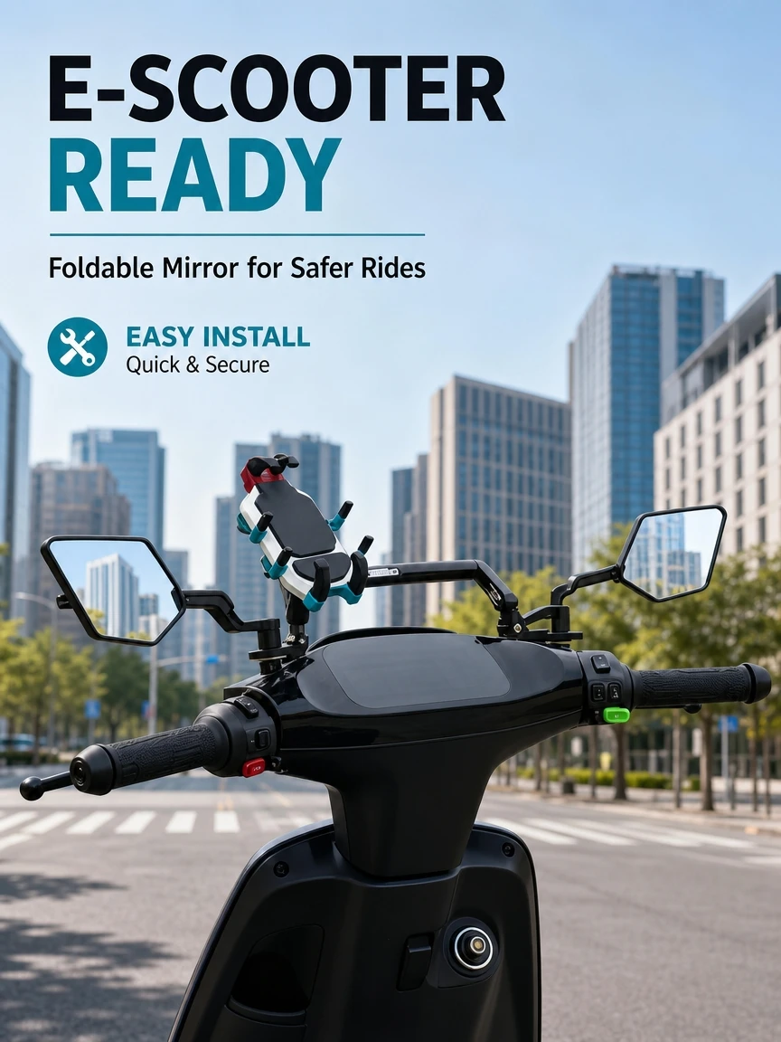 Wide Vision Foldable Wind Wing Side Rearview Mirrors Multi‑Angle Swivel Motorcycle Mirrors Universal For Scooter Electric Bikes