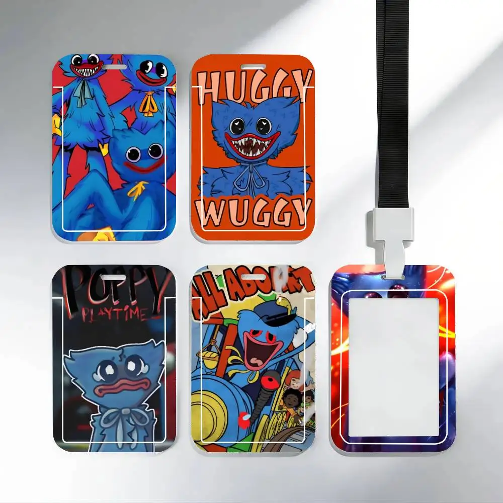 H-Huggy Wuggy Poppy Playtime - Porta Tarjetas de Identificación con Correa para el Cuello, Colgante, Porta Credenciales, Lanyards, Llavero, Credencial de Trabajo
