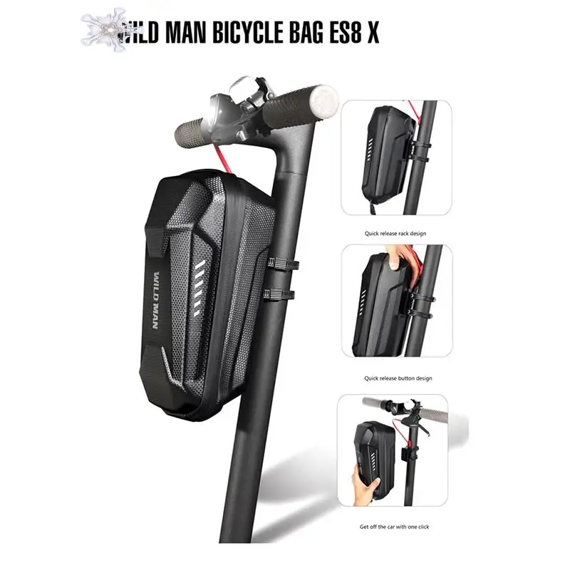 

WILD MAN 4L передняя сумка для хранения электрического скутера, жесткая сумка, водонепроницаемый подвесной чехол для скейтборда для M365 Pro