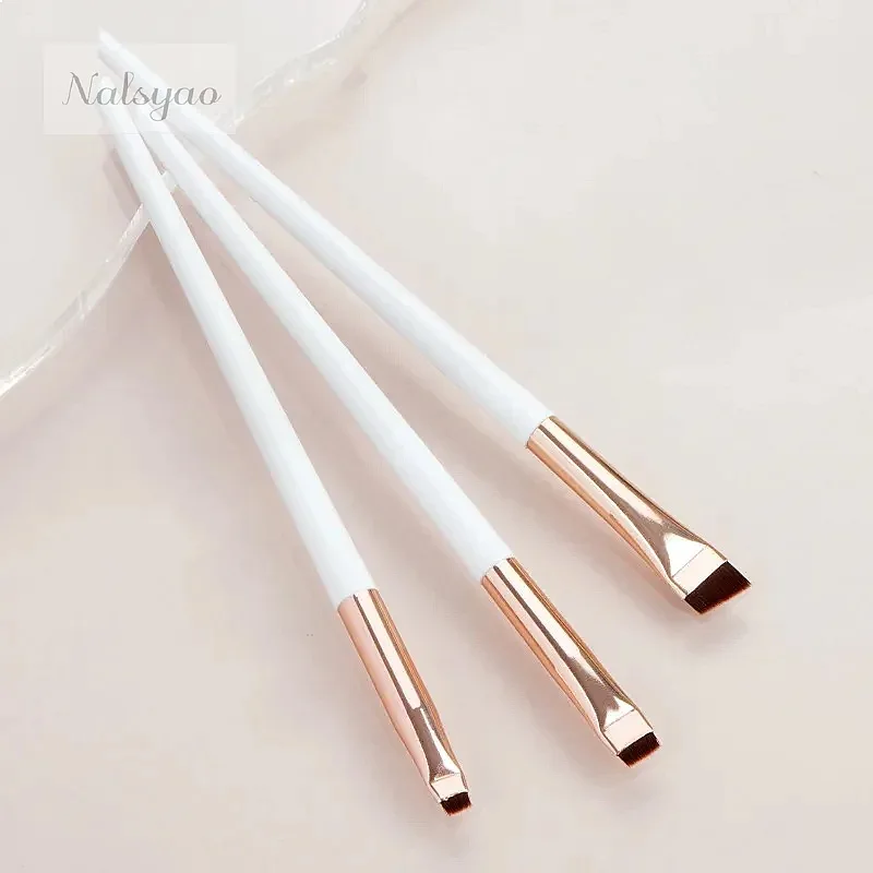 3pcs Makeup Brush Set, Blade Eyeliner Brush Fine Oblique Head Eyebrow Brush Outline Eyeliner Ultra-Thin Eye Shadow Brush