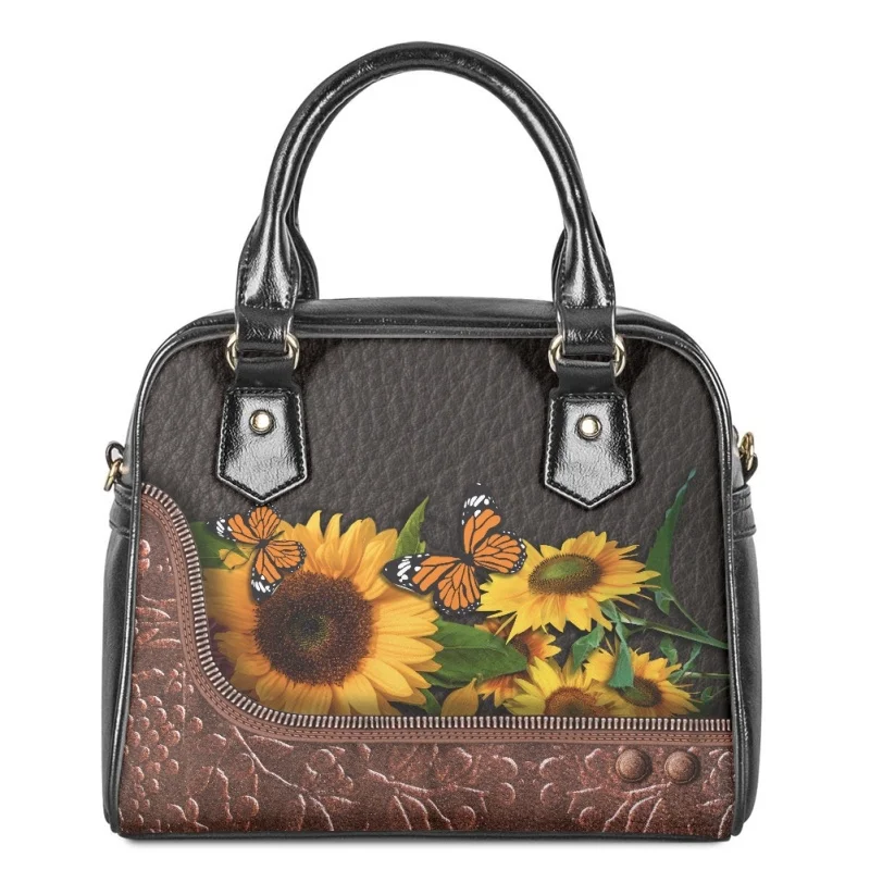 Sunflower Animals tas tangan bahu kulit wanita cetak kami semua gila di sini dompet wanita kasual tas pegangan atas Set selempang