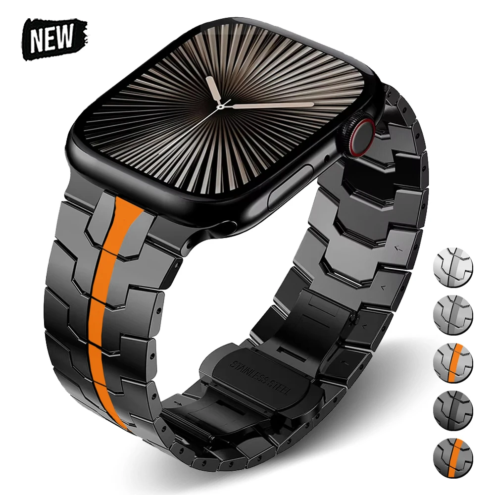 Cinturino di lusso per Apple Watch Ultra 2 49mm 46mm 45mm 44mm Cinturino in acciaio inossidabile per IWatch Series 10 9 8 7 6 SE Bracciale business