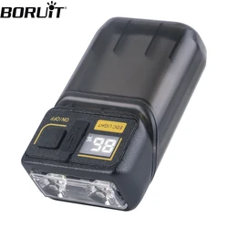 BORUiT 180° Rotatable EDC Keychain Flashlight Portable Mini Torch Digital Display USB Rechargeable Work Light Pocket Lantern