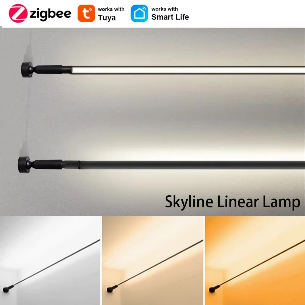 Tira de acero LED larga Skyline DC24V 5M CCT COB luz LED Tuya Zigbee lineal luminoso inteligente sin lámpara principal decoración moderna DIY Kit completo