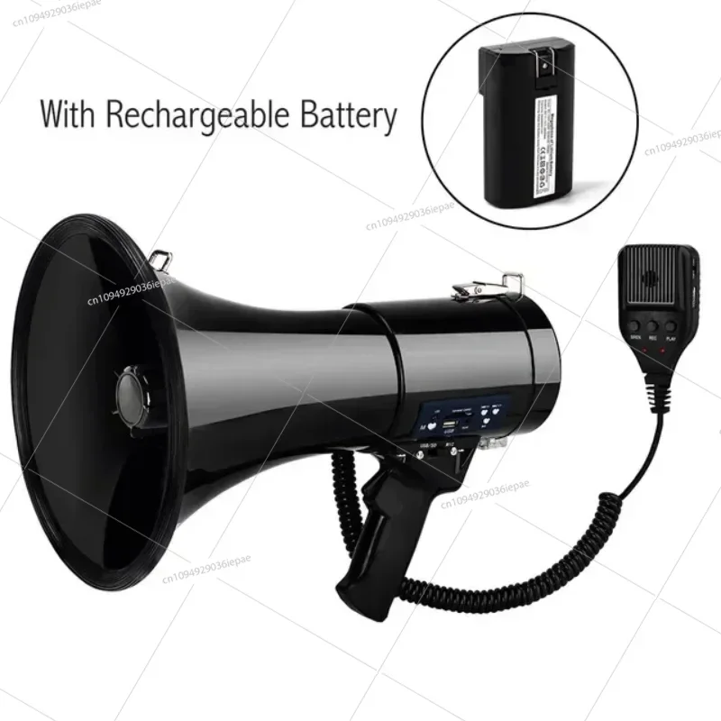 50W Outdoor Handheld Megaphone Speaker with Recordable Loudspeaker Tweeter Horn Tour Guide Speakers Loud Volume