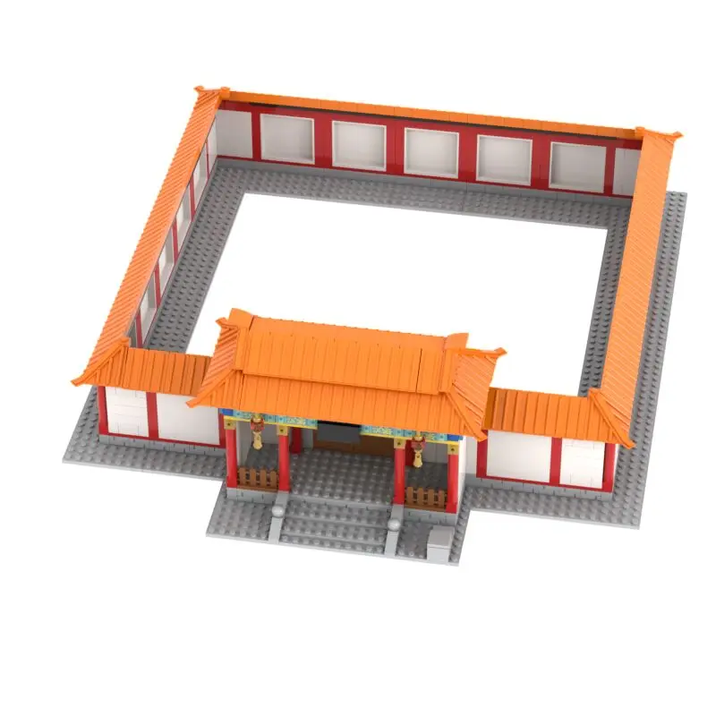 Medieval Ancient China King Castle Gate Streetview In Blocks Soldier Action Figures Scene MOC Assemble Kids Toy Building Bricks