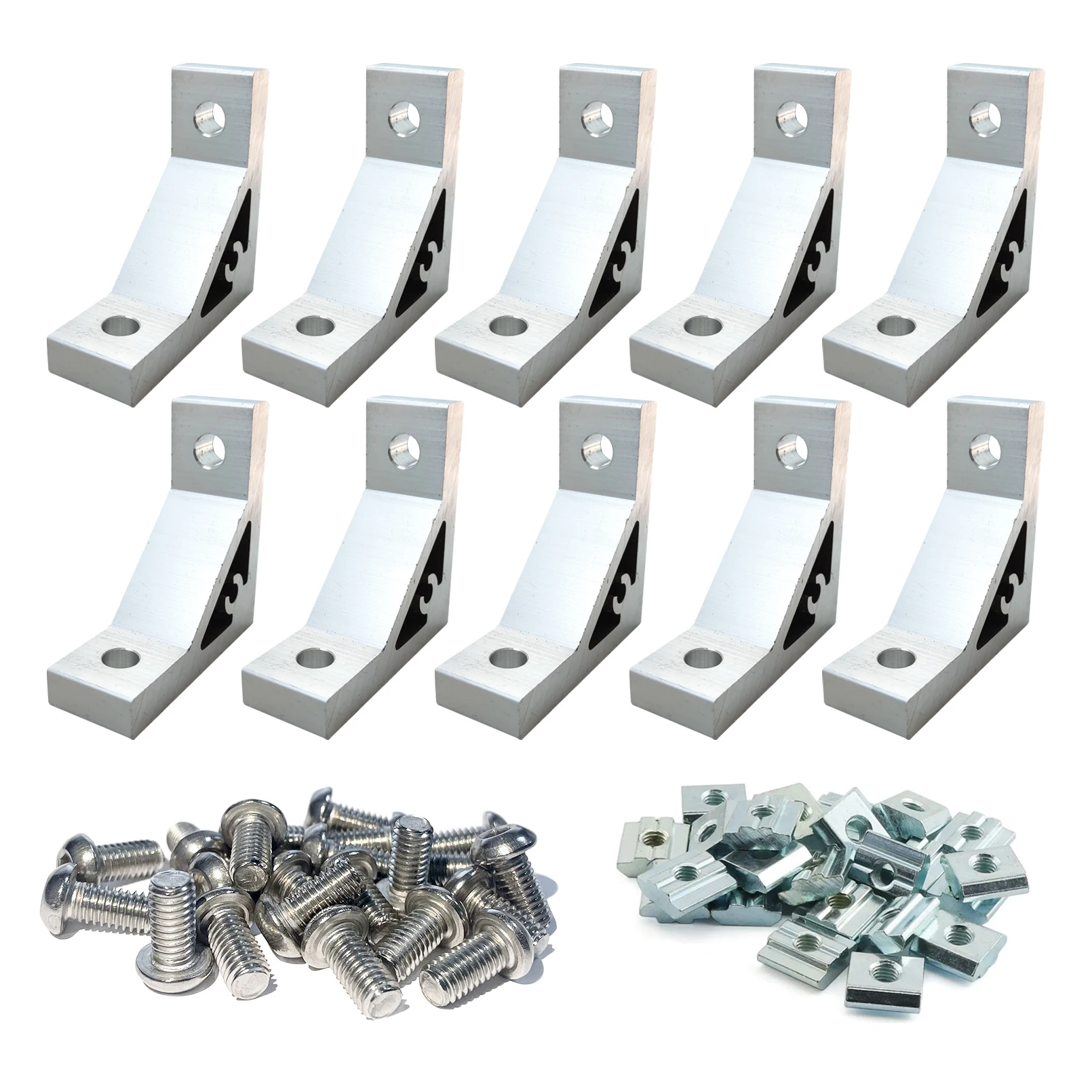 4/10 Sets Heavy 2020 Aluminum Extrusion L Corner Brackets with 20 Series Extruded Connectors Extru Profil Esquina Nut Bolts