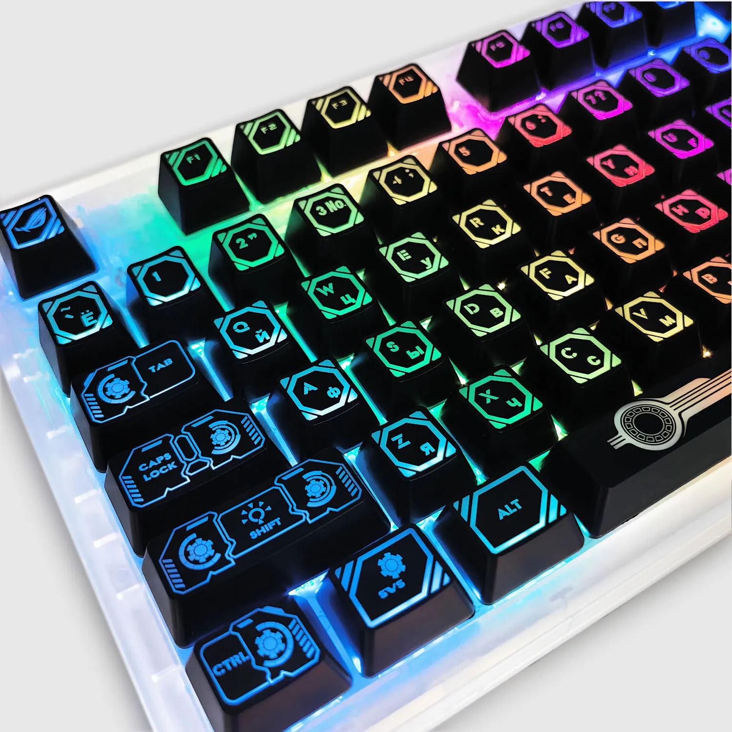 Russian Translucent Keycaps OEM Layout Black Key Cap Project Yuan 108Keys PBT DIY Mechanical Keyboard RU Backlight Keycaps