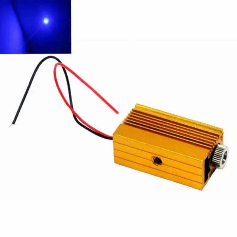 450nm 50mW Laser Diode Module Focusable Blue Dot Shape 12X45mm w/Driver-in & 12mm Heatsink