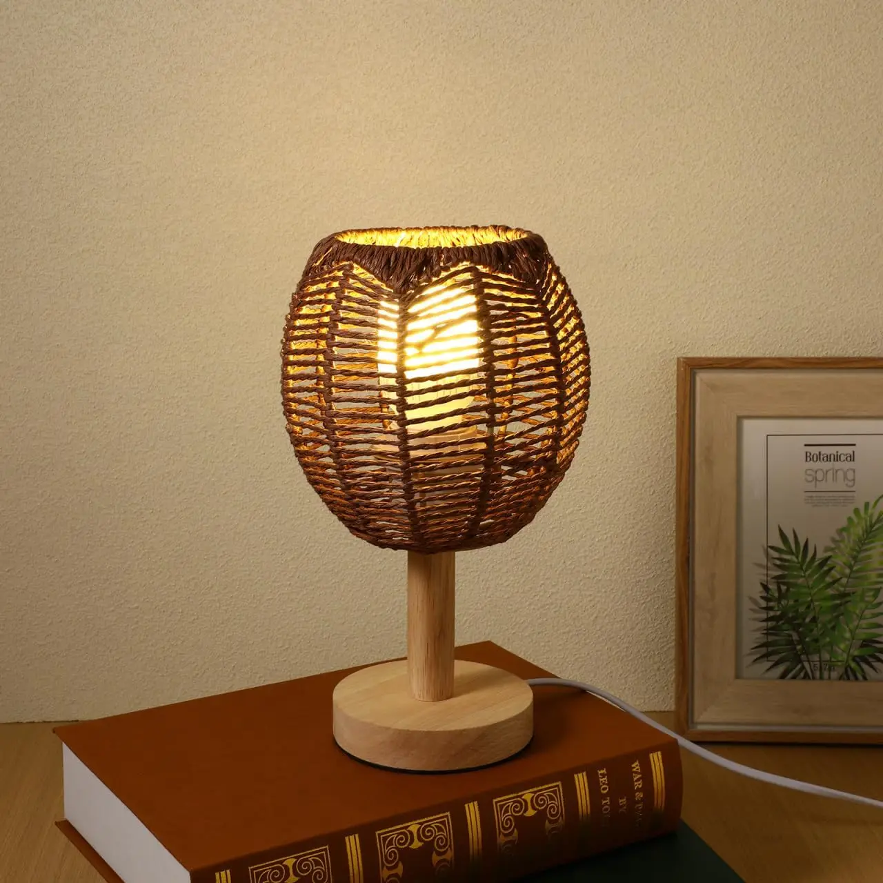 *Hand Woven Boho Round Lamp Shade with Open Bottom Small Replacement for Pendant Chandelier Ceiling Fan 5.5x5.9 Inch