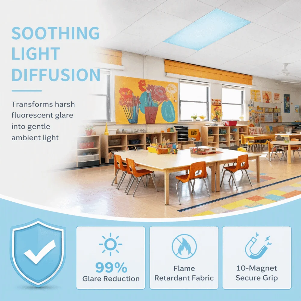 Solid Color Lampshade 122*61cm 10 Styles Light-blocking Eye-protection Magnetic Light Filters Cartoon with 10 Magnetic Buckles