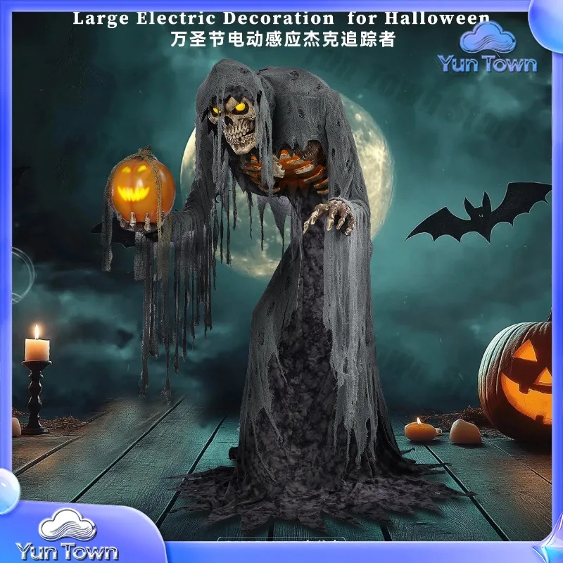 Halloween large electric induction outdoor decoration props jack stalker grim reaper horror atmosphere ornament