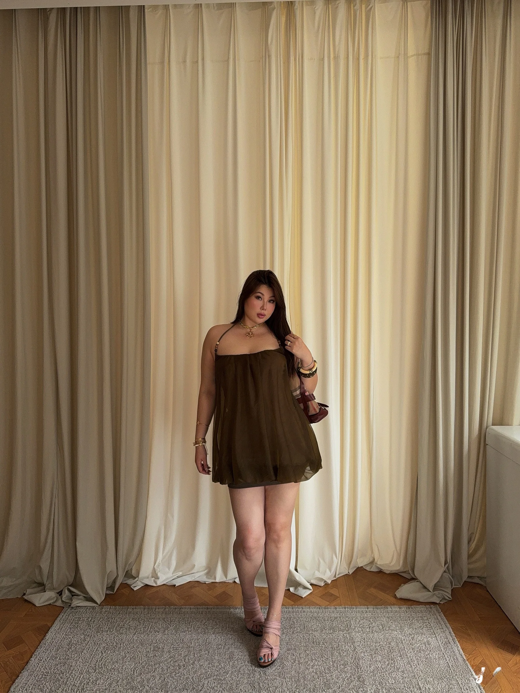 

Modern Lazy Style Halter Neck Midi Skirt Set Peter Pan Fairy Large Size Vintage Loose Fit Women's Fashion Ensemble