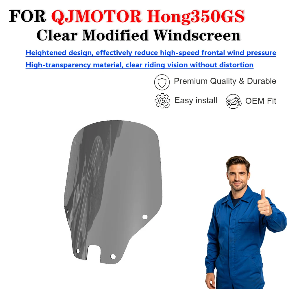 For QJMOTOR Hong350GS Modified Heightened Clear Windscreen Wind Deflector Parabrisas moto accesorios