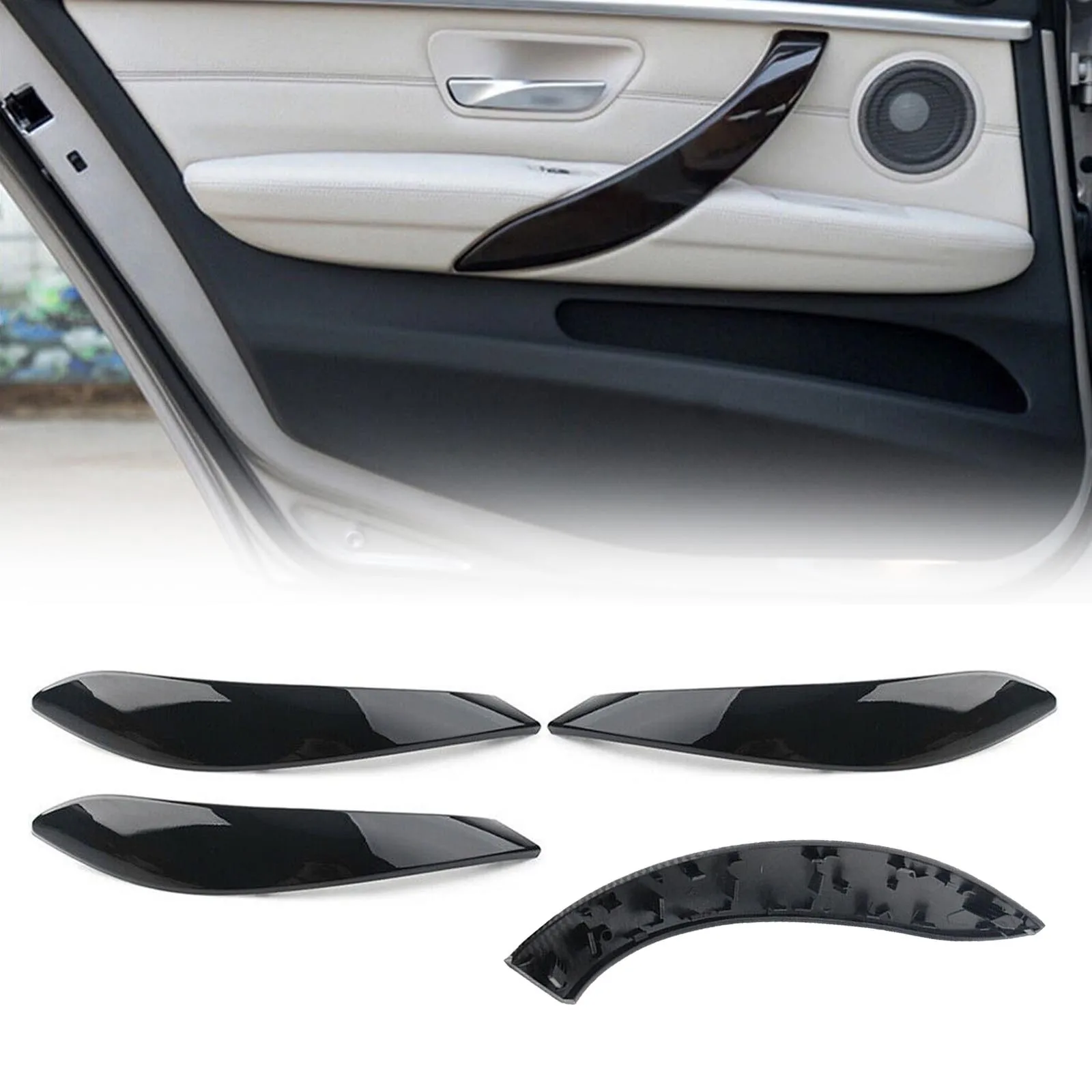 4pcs Car Interior Door Handle Shell Cover Trim Handlebar Case Housing Cap For BMW 3 4 Series 3GT F34 F35 F33 F36 2013-2019