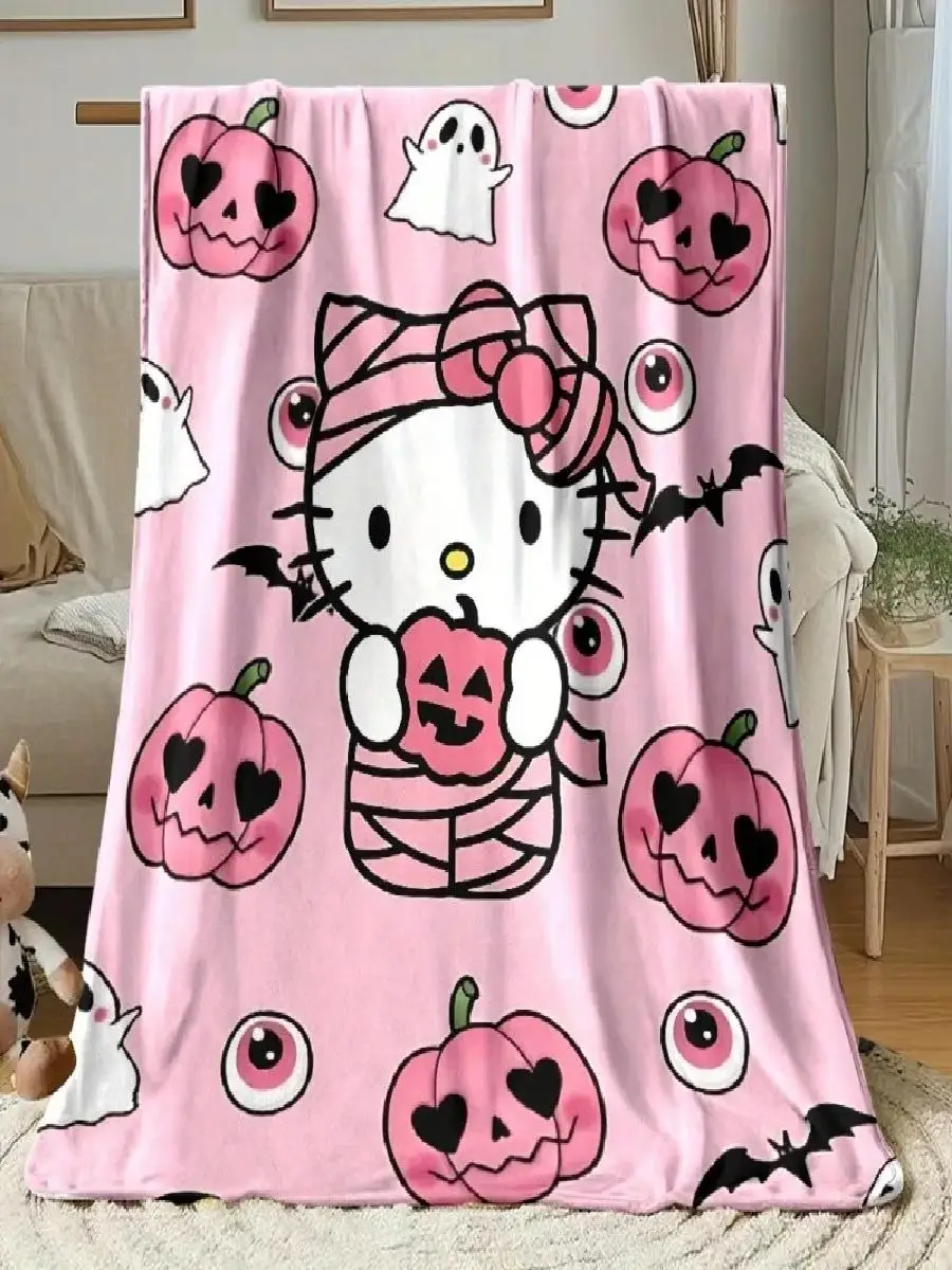 Hello Kitty Flannel Blanket  Soft Warm Gift for Sofa Bed Office Nap Decor