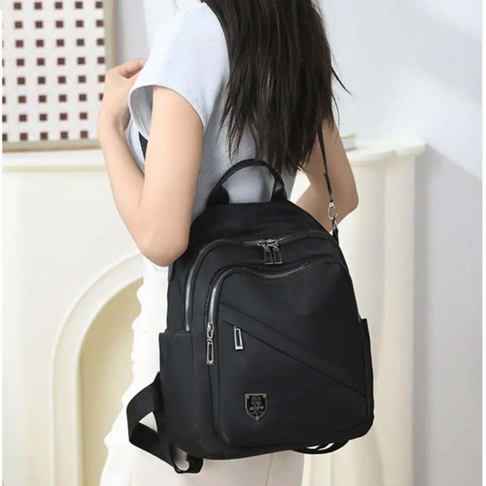 Mochila de nylon impermeável para estudantes, mochila escolar de várias camadas mini mochila anti-roubo mochila de viagem de grande capacidade, casual, na moda